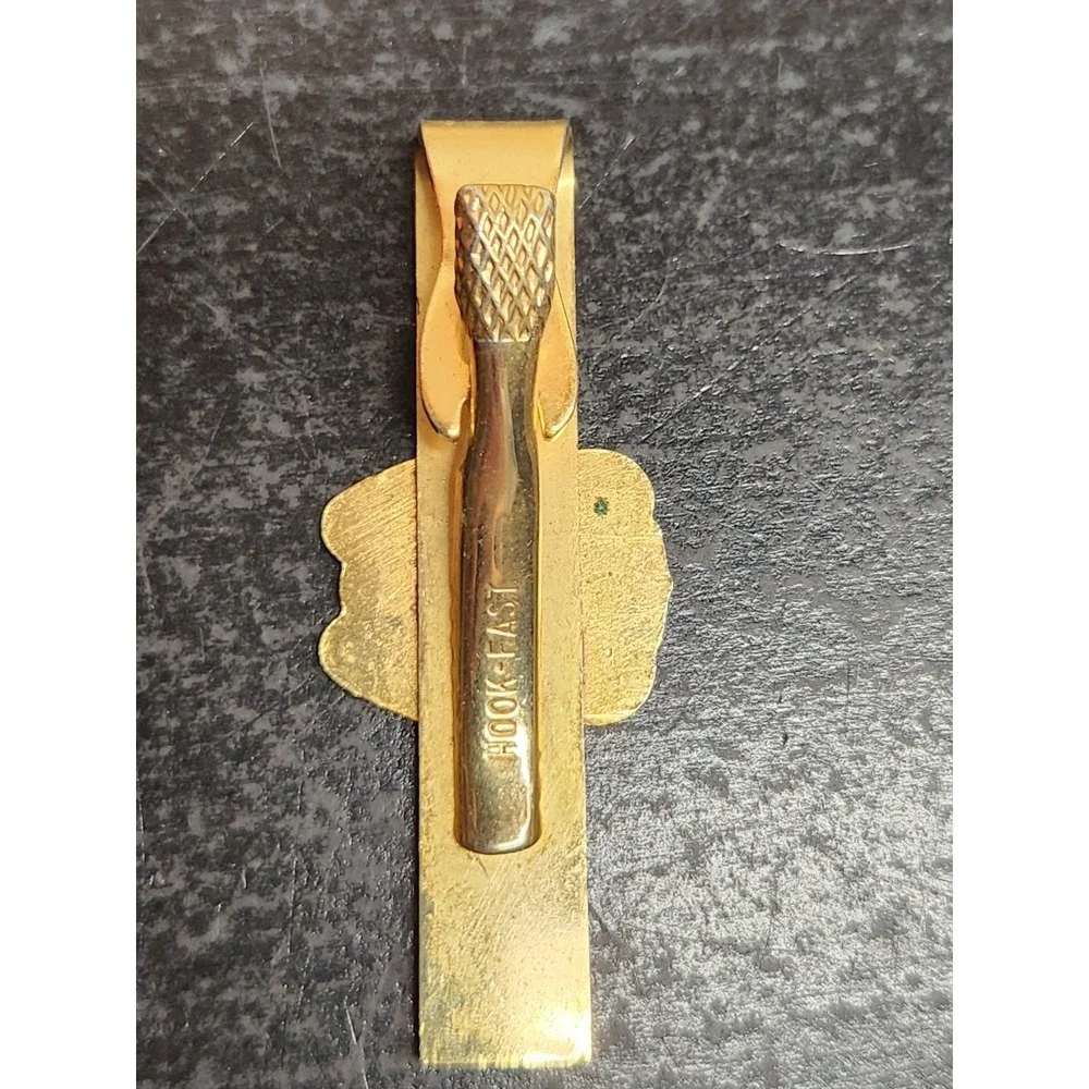 Obsolete Akron Police Tie‎ Clip Hook-Fast Gold Tone Enamel